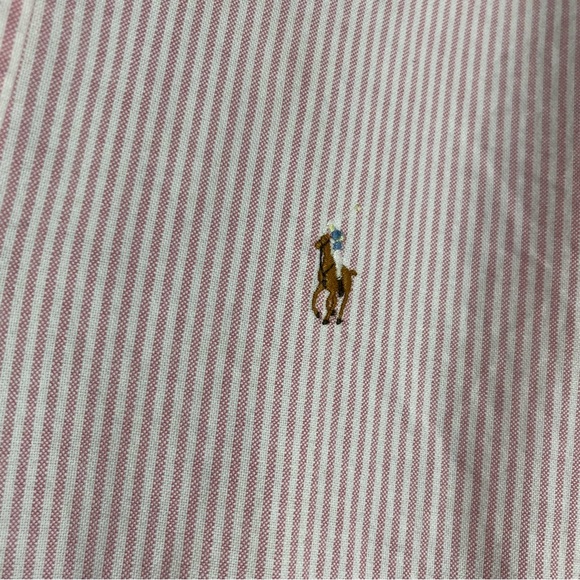 Ralph Lauren Pink and White Striped Long Sleeve button down - Picture 4 of 4